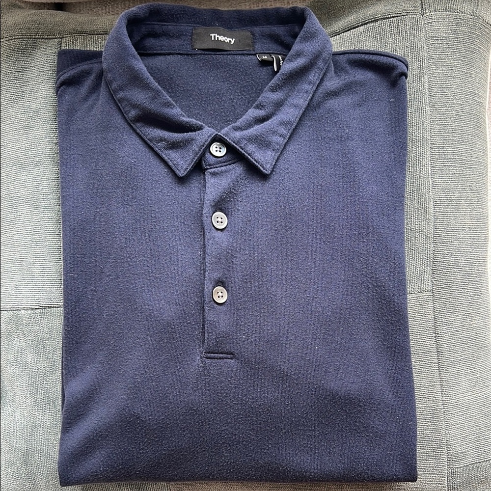 Theory Blue Polo Shirt Short Sleeve Classic